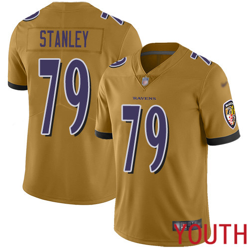 Baltimore Ravens Limited Gold Youth Ronnie Stanley Jersey NFL Football #79 Inverted Legend->women nfl jersey->Women Jersey
